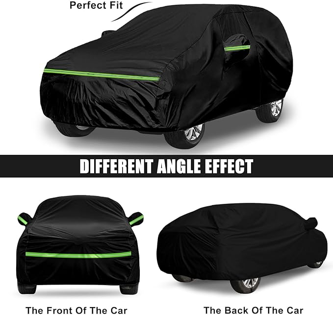 Waterproof Car Cover Compatible with Toyota Venza 2009-2024, Black 210T Inside Cotton Cover with Door Zippers for Snow Rain Dust Outdoor Protection