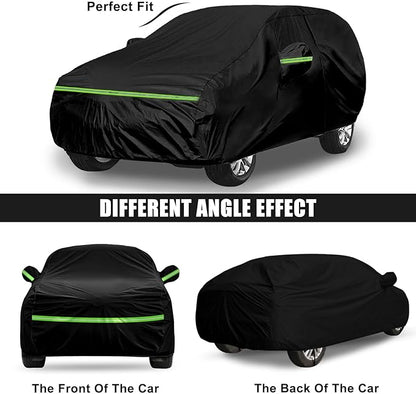 Waterproof Car Cover Compatible with Toyota Venza 2009-2024, Black 210T Inside Cotton Cover with Door Zippers for Snow Rain Dust Outdoor Protection