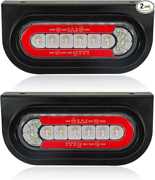 Agrieyes Trailer Lights with Bracket, Oval LED Trailer Lights with Sequential Turn Signal, Tail, Brake, Reverse, Submersible Boat Trailer Light kit for Trucks, Tractor, Utility Trailer, RV, Caravan