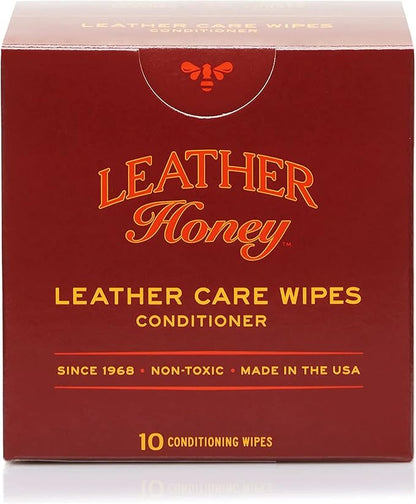 Leather Honey Leather Conditioner Wipes: Restore Leather On-The-Go. Protect & Condition Leather Couches, Car Seats, Purses, Shoes, Bags & Tack. Safe for Any Color. 10 Non-Toxic, Ready-to-Use Wipes