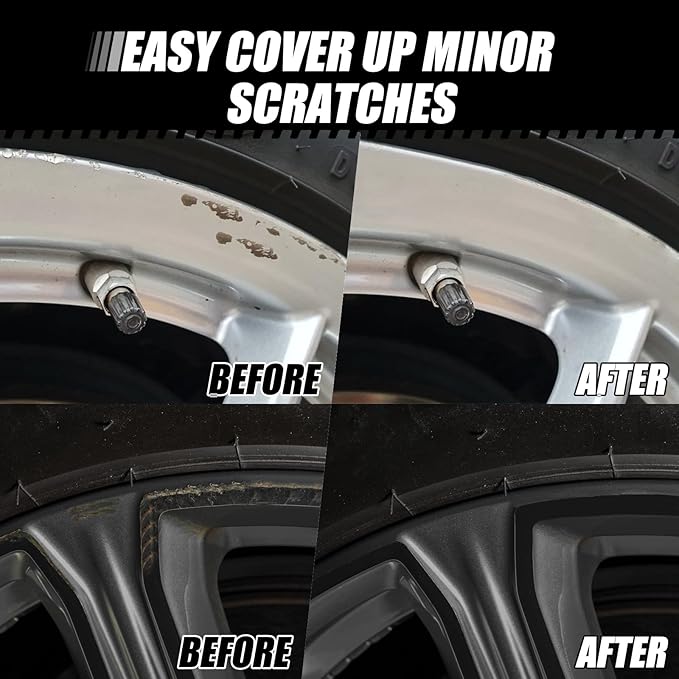 Matte Black Rim Touch Up Paint - Car Wheel Repair Kit Curb Rash, Gloss or Matte Black Rim Touch Up Paint, Quick And Easy Wheel Scratch Repair Kit, Wheel Repair Kit Curb Rash (Matte Black)
