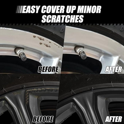 Matte Black Rim Touch Up Paint - Car Wheel Repair Kit Curb Rash, Gloss or Matte Black Rim Touch Up Paint, Quick And Easy Wheel Scratch Repair Kit, Wheel Repair Kit Curb Rash (Matte Black)