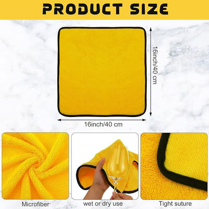 Tallew 40 Pcs Microfiber Towels 16 Inch x 16 Inch Microfiber Cloth Car Drying Towels for Cars Washing Polishing Office Windows Cleaning Household Supplies (Yellow)