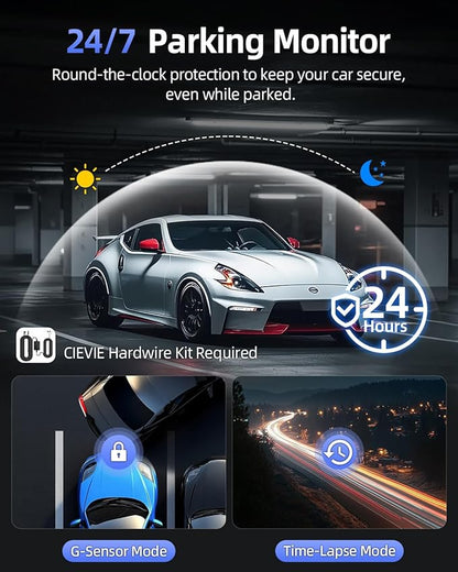 4K Dash Cam Front and Rear, 64GB SD Card, 1.5” IPS Display Car Camera, 5Ghz WiFi+App Control, Night Vision, 24H Parking Mode, G-Sensor, WDR, 170° Wide Angle, 4K+1080P Dual Dash Camera for Cars