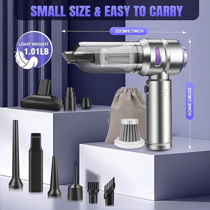 Mini Car Vacuum Cleaner,20000PA 4-in-1 Cordless Handheld Vacuum Cleaner with 6000mAh Battery Brushless Motor Hand Held Vacuum Air Duster & Air Blower & Pump for Car,Office and Home Cleaning