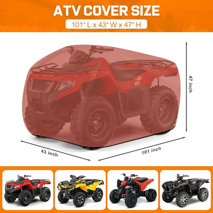 Comnova ATV Cover for 4 Wheelers - 101 Inch ATV Covers 600D Waterproof & Heavy Duty, Outdoor Four Wheeler Quad Cover All Weather Large for Polaris, Kawasaki, Arctic Cat, Honda, Yamaha and More