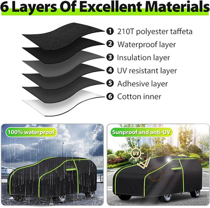 Car Cover for 2002-2024 Mini Cooper/Cooper S/Hardtop 2-Door,PEVA Full Car Cover – Adding Cotton Protection,All-Weather UV, Dust, Snow Protection – Windproof Outdoor/Indoor Cover with Door Zipper