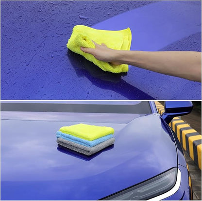 Wash Cloths for Car Interior & Exterior,Microfiber Towels Cleaning Highly Absorbent,Car Wash Rags,Cleaning Rags for House,Kitchen,Bathroom,Office-3 Colors 16''x16''-6Pack