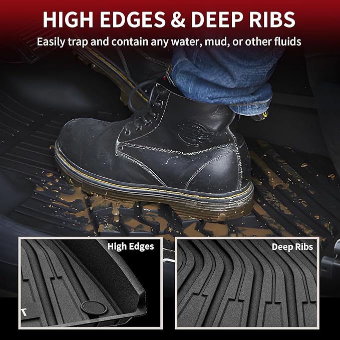 LASFIT Floor Mats Fit for Volkswagen ID.4 2025 2024 2023 2022 2021, Custom Fit TPE All Weather Waterproof Floor Liners 1st & 2nd Row Car Mats, Black