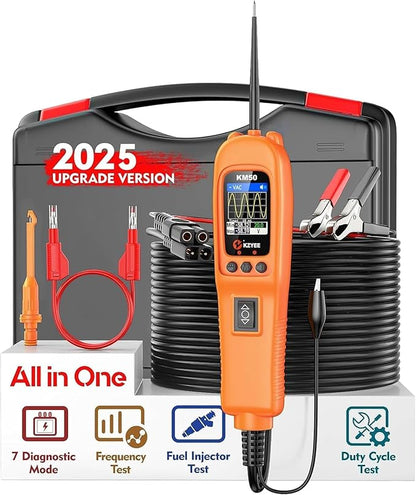 KZYEE KM50 (Upgrade of KM10) Power Circuit Probe Kit - 12V/24V Automotive Circuit Tester Current Probe with AC/DC Voltage/Resistance/Diode/Frequency/Duty Cycle/Fuel Injection, Activate Component