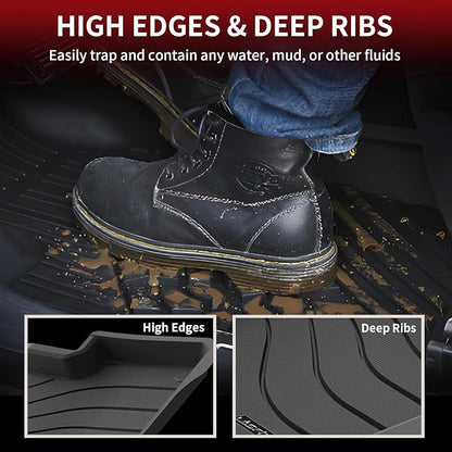LASFIT Floor Mats for Porsche Cayenne 2019-2025 All Weather Floor Liner TPE Custom Fit 1st & 2nd Row Rubber Car Mats for Porsche Cayenne Automotive Accessories, Black, Easy to Clean