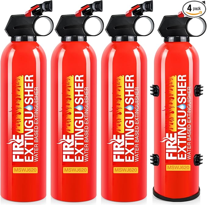 4 Pack Fire Extinguisher for Home with Mount - Upgraded 8-in-1 Portable Fire Extinguisher for Car Vehicle Boat House Kitchen, Water-Based Fire Extinguisher for A, B, C, K Fires