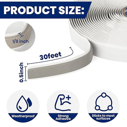 ADHES Premium Butyl Sealant Tape 1/2" x 30 'x 1/8", 2 Rolls Gray Butyl Rubber Sealant Tape for RVs, Vehicles, Marine and Home Repair – Ideal for Headlights, Windows, Doors, and Windshields