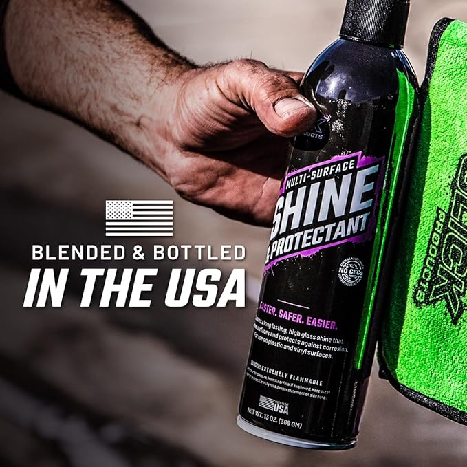 Slick Products Shine & Protectant, Long-Lasting High-Gloss Clear Coat Spray, Renew, Shine, and Protect Plastic, Vinyl, Rubber, Trim, and More (12-Pack)
