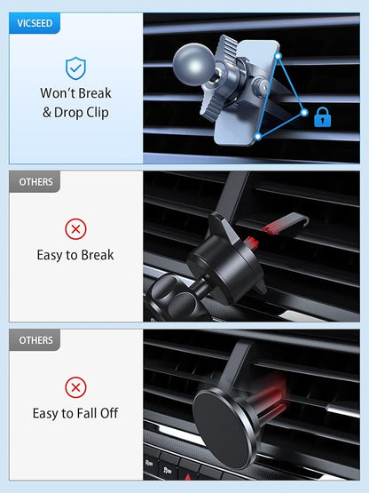 VICSEED for MagSafe Car Mount [Upgraded Strongest Magnet Power] Magnetic Phone Holder for Car Vent 360 Adjustable Magnetic Car Phone Holder Mount for iPhone 16 Pro Max 15 14 13 12 Plus Mini
