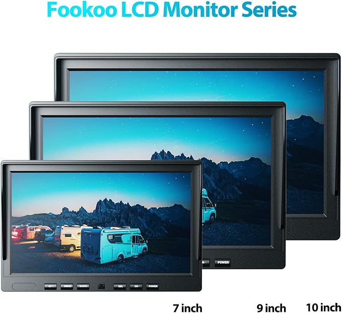 Fookoo HD 1080P 10" Wired Backup Camera System, 10" Triple Split Screen Monitor W/Recording, IP69 Waterproof Side & Rear View Cameras, 4 Channel, Parking Lines, RV/Truck/Trailer/5th Wheel (DY103)