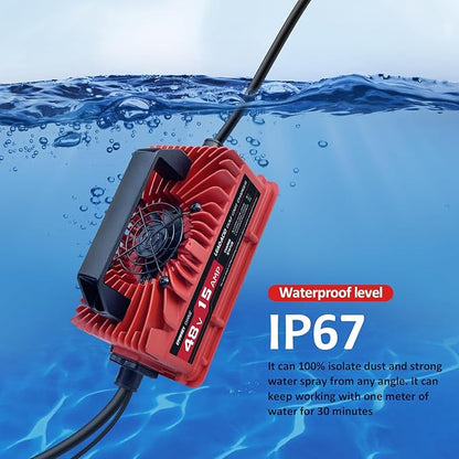 15 AMP 48 Volt Golf Carts Battery Charger for Club Car 3-Pin Round Plug,for Lead Acid Battery