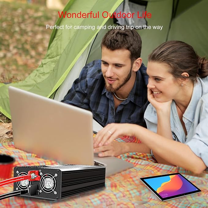 Xijia 2000w(Peak Power 4000W) dc 48v to ac 120v Inverter Pure sine Wave 60HZ Converter with Bluetooth Remote Control LCD Screen 2 AC outlets for Camping, Boat,Outdoor (DC48V (Range 40V-60V) 2000W)