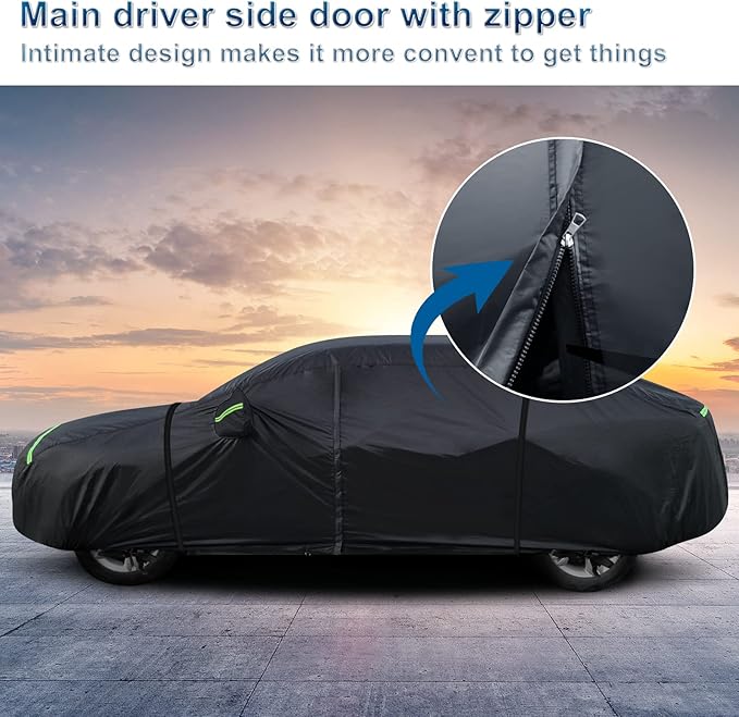 Outdoor Car Cover for Porsche Panamera 2014-2025 Waterproof All Weather Heavy Duty Windproof Protection Full Car Covers with Zipper and Storage Bag