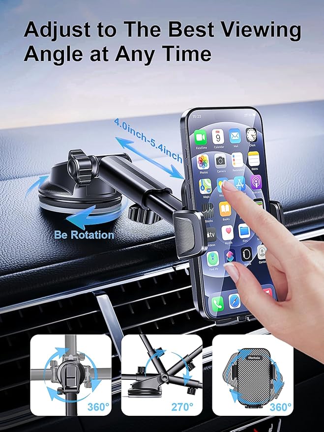 [Military-Grade 3-in-1 Purple Phone Holders for Your Car, [2025 Most Stable and Flexible Suction Cup] Vent Dashboard Windshield Cell Phone Mount Car Fit for All Phones, iPhone, Samsung