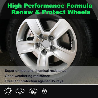 NADAMOO Aluminum Wheel Spray Paint, Semi-gloss Aerosol Car Rim Paint for Recolor and Protection of Metal Surface, Silver, 4 Cans, 13 Oz Per Can