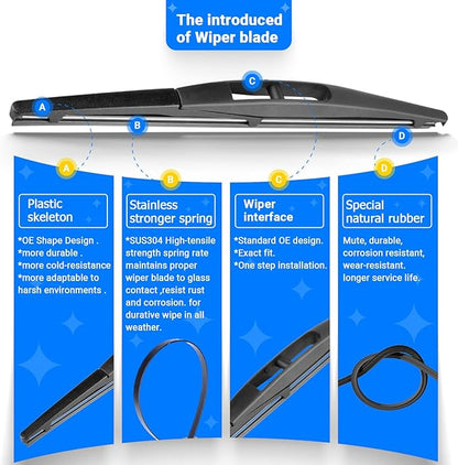 Windshield Wiper Blades Replacement for Mazda CX3 CX-3 2016 2017 2018 2019 Original Factory Quality Front Rear Wipers Blade Set for My Car - 22" 19" 10" (Pack of 3)