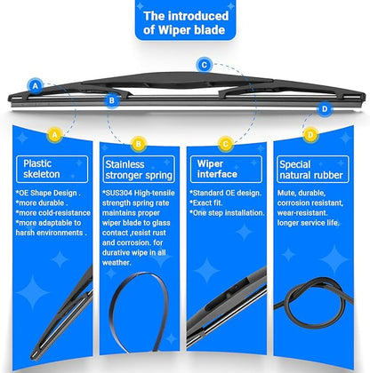 Windshield Wiper Blades Replacement for Subaru Ascent 2019 2020 2021 2022 2023 Original Factory Quality Front Rear Wipers Blade Set for My Car - 26" 20" 14" (Pack of 3)