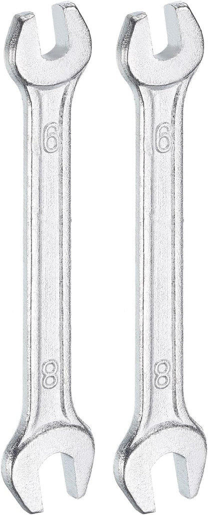 HARFINGTON 2pcs Double Open End Wrench 6mm x 8mm Metric 15 Degree Offset Angle Small Flat Head Wrench Galvanizing Open Ended Spanner for Automotive Repair Furniture Assembly