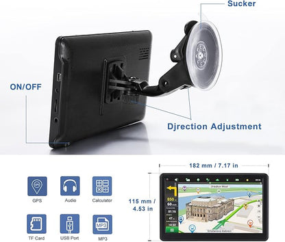 GPS Navigator for Car, Latest 2025 Map 7 inch Touch Screen Car GPS 256-16GB, Voice Turn Direction Guidance, Support Speed and Red Light Warning, Pre-Installed North America Lifetime map Free Update