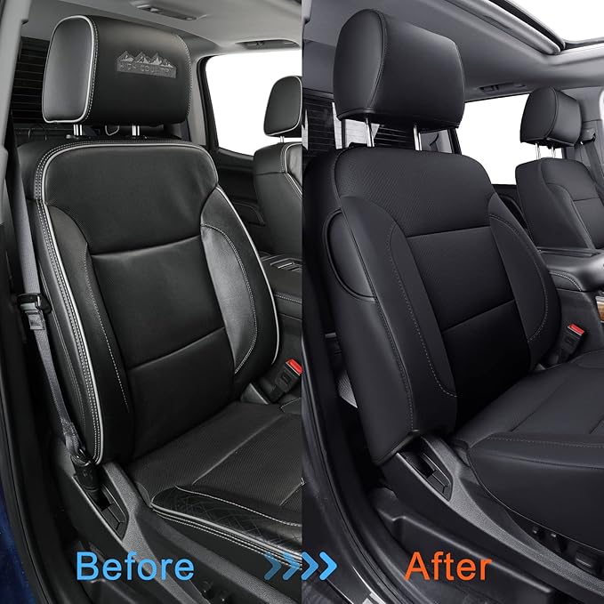LUCKYMAN CLUB Custom Fit Seat Covers for 2014-2018 Chevy Silverado Sierra 1500, 2015-2019 Silverado Sierra 2500 3500 Crew Cab (Black)