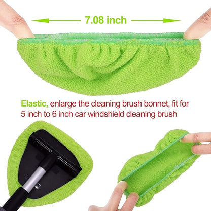 XINDELL 5 Pack Microfiber Pads – Replacement Heads Cover for Xindell Windshield Cleaner Tools. Washable & Reusable Triangle Pads (Green). Fits Window Reach Tool - Handle Not Included