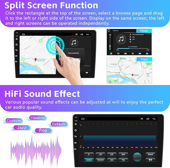 2+64G Android 13 Car Stereo for Hyundai Santa Fe IX45 2013-2018 with Apple Carplay Android Auto Mirror Link 9 inch Touch Screen FM RDS HiFi Bluetooth WiFi GPS+AHD Camera & MIC