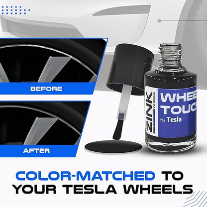 Premium Tesla Wheel Curb Rash Repair Kit for Model S 21-inch Black Arachnid Rims - DIY Kit with Color-matched Touch Up Paint - Made in USA