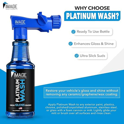 Image Wash Products - 16oz Platinum Wash Car Soap – Car Wash Foam Soap for Foam Cannon & Pressure Washer | High Gloss RV/Truck Wash Soap | Bubble Gum Scent, Detailer Grade Car Soap
