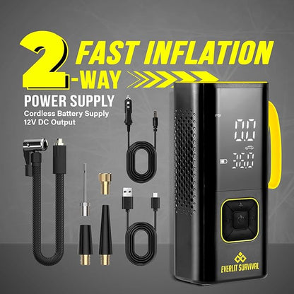 Tire Repair Kit with Air Compressor Car Emergency Kit with Universal Tire Plugs Repair Nails To Fix Punctures Roadside Assistance for Car Truck SUV Motorcycle ATV Tractor Trailer.