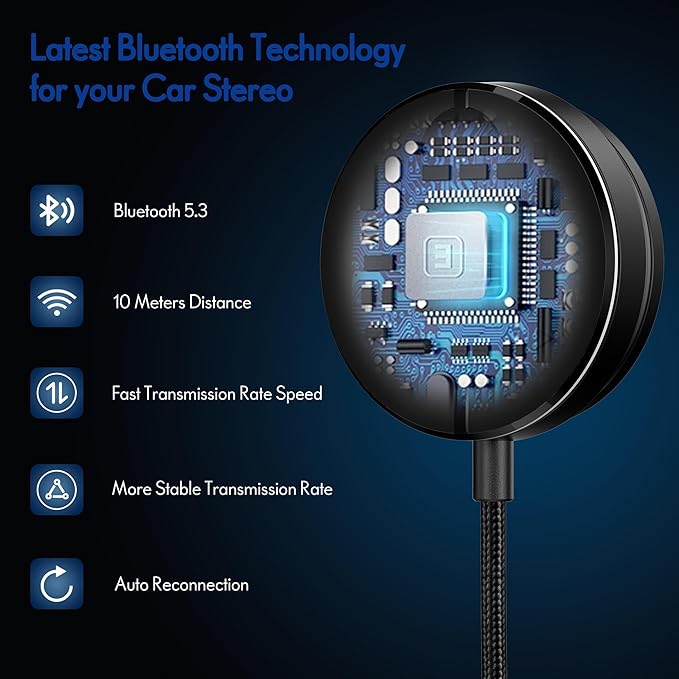 BESIGN BK01 Bluetooth Car Reciever with Ground Loop Noise Filter for car with 3.5mm Aux Jack