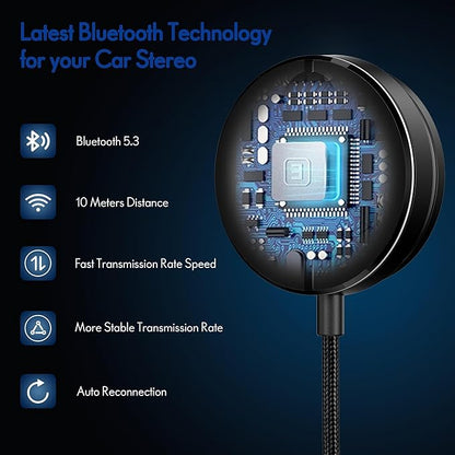 BESIGN BK01 Bluetooth Car Reciever with Ground Loop Noise Filter for car with 3.5mm Aux Jack