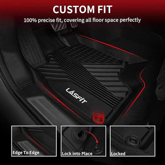 LASFIT Floor Mats for Acura RDX (2019-2025) All Weather Floor Liner TPE Custom Fit 1st & 2nd Row Rubber Car Mats for Acura RDX Automotive Accessories, Black, Tasteless, Durable and Easy to Clean