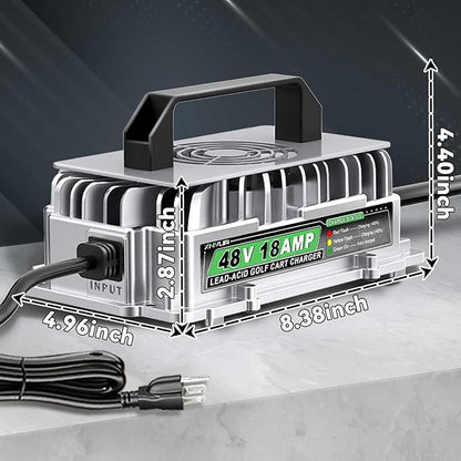 48 Volt 18 AMP Golf Cart Charger for 48 Volt EZGO RXV & TXT with 3 Pin Triangular Plug for 48V Lead Acid Battery
