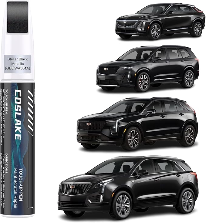 Car Touch Up Paint(Stellar Black Metallic(GB8/WA384A)) for Cadillac, Car Paint Scratch Repair Kit, Quick & Easy Solution to Repair, 2 in 1 Scratch Remover Pen with 2PCS Disposable Micro Applicators