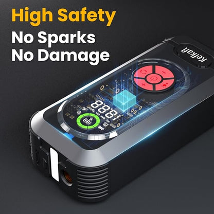 Jump Starter with Air Compressor, 4000A Car Battery Jump Starter Portable 150 PSI Tire Inflator Portable Air Compressor for Up to 10.0L Gas & 10.0L Diesel Engines, Flashlight, Jumper Cables