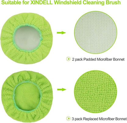 XINDELL 5 Pack Microfiber Pads – Replacement Heads Cover for Xindell Windshield Cleaner Tools. Washable & Reusable Triangle Pads (Green). Fits Window Reach Tool - Handle Not Included