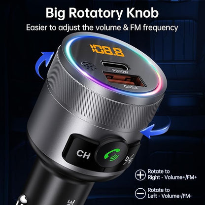Syncwire Bluetooth 5.4 FM Transmitter for Car, 38W PD&QC3.0 Dual USB Charging Bluetooth Car Adapter Microphone & Bass Sound MP3 Music Player FM Kit with Hands-Free Calling