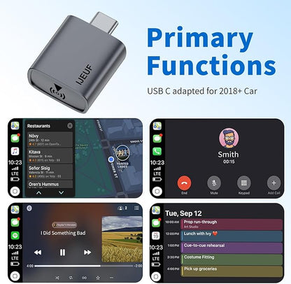 Wireless CarPlay Adapter for Apple iPhone 2025 Upgrade, Converts Factory Wired to Wireless, No Delay, Stable Connection, Mini Apple Carplay Wireless Adapter for iOS 10+ and Car from 2018+,USB/Type C