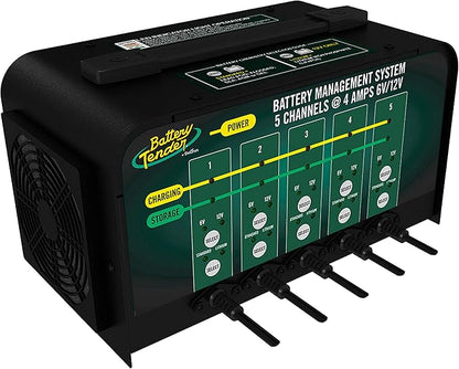 Battery Tender 5 Bank Multibank Charger - 20 AMP (4 AMPs Per Bank) - Selectable 12V / 6V - Smart and Switchable 12V Multi Battery Charger and Maintainer for Automotive and Marine - 021-0133-DL-WH