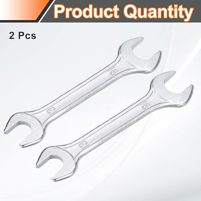 HARFINGTON 2pcs Double Open End Wrench 13mm x 16mm Metric 15 Degree Offset Angle Small Flat Head Wrench Galvanizing Open Ended Spanner for Automotive Repair Furniture Assembly