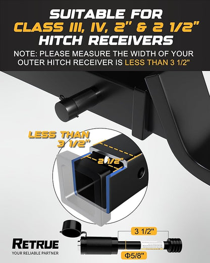 RETRUE Trailer Hitch Lock, 5/8" Locking Hitch Pin for 2 Inch and 2 1/2” Receiver Class III IV Hitch, Tow Hitch Lock with Keys and O-Rings, Trailer Accessories for Outdoor Enthusiasts, 2 Pack
