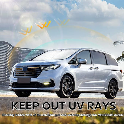 for Odyssey 2026 Windshield Sun Shade Foldable Sunshade fit for Honda Odyssey 2018-2024 2025 LX,EX,EX-L,Touring,Elite Minivan Windshield Cover, Front Window Shield 210T Sun Visor Car Accessories