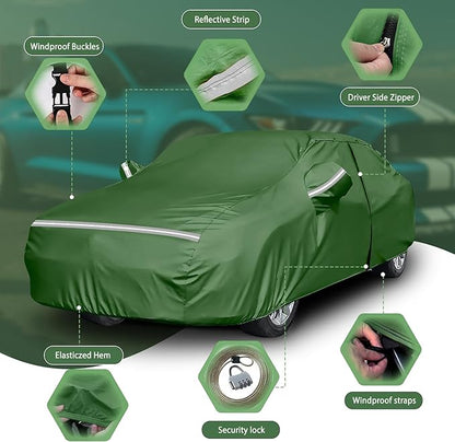 BOSSTONE Car Cover Custom Fit for Corvette C4 1984–1996, Waterproof All Weather for Automobiles Full Exterior Cover Rain Sun Snow Protector with Door Zipper (Green)