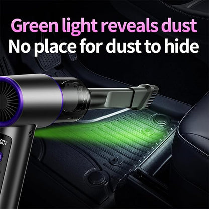 Aihoye Car Vacuum Portable Cordless, 17000PA Mini Vacuum Cleaner with Brushless Motor, 4-in-1 Air Duster & Air Blower & Pump Hand Held Vacuum Cleaner for Car, Home, Office, Camping, Pet, Auto